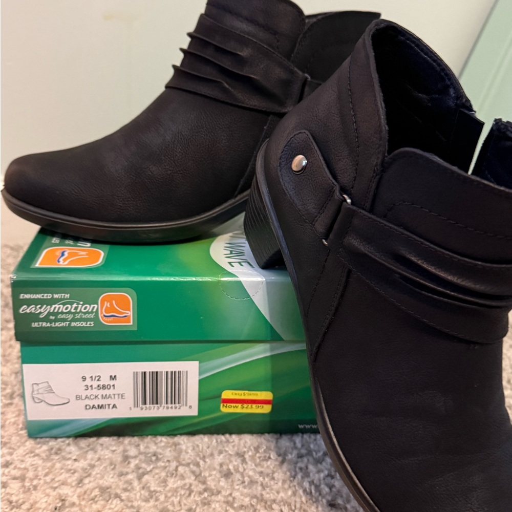 Easy Street Black Matte Ankle Booties